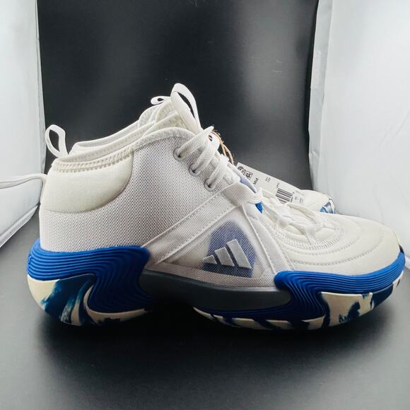Adidas Women’s Exhibit Select Mid Basketball Shoes — White/Blue Marble — Size 8 - Picture 6 of 8